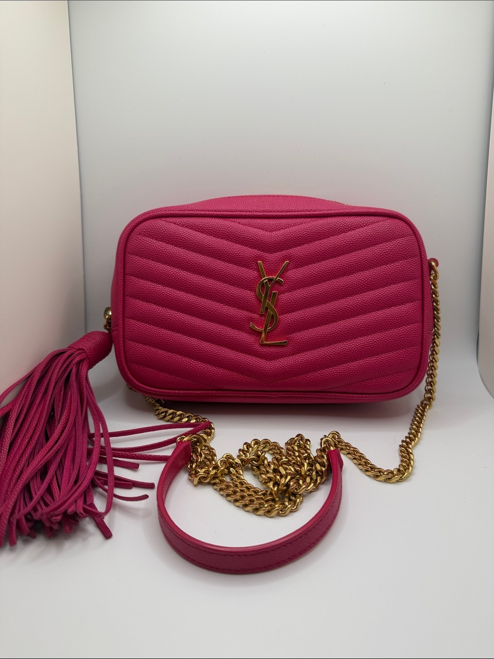 Saint Laurent magenta loulou crossbody bag the